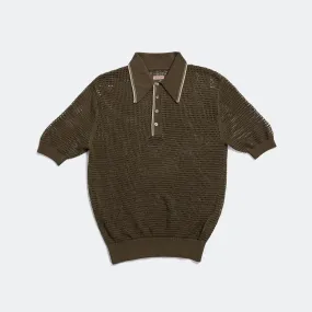 12G Mesh Knit CAROL Polo - Khaki