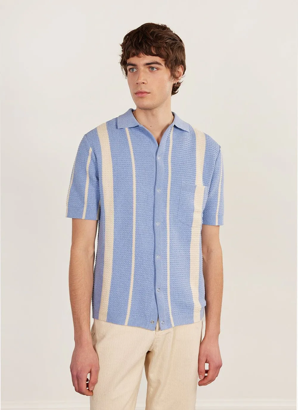 Adaman Breeze Shirt | Knitted Cotton | Heather Blue