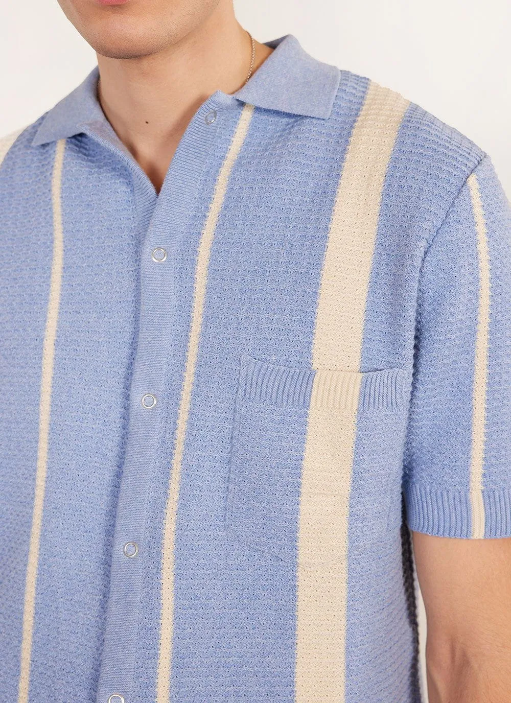 Adaman Breeze Shirt | Knitted Cotton | Heather Blue