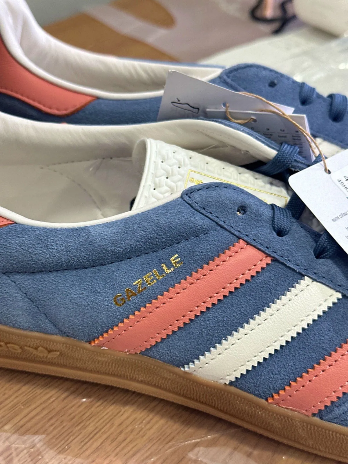 Adidas Blue and Pink Gazelle Indoor Trainers UK 10