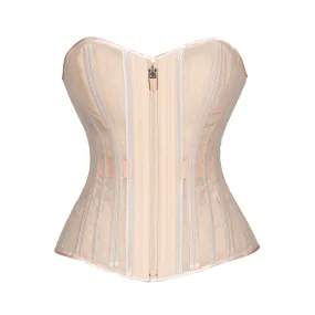 Beige Fine Mesh No Line Overbust Corset, Slim Silhouette, Regular