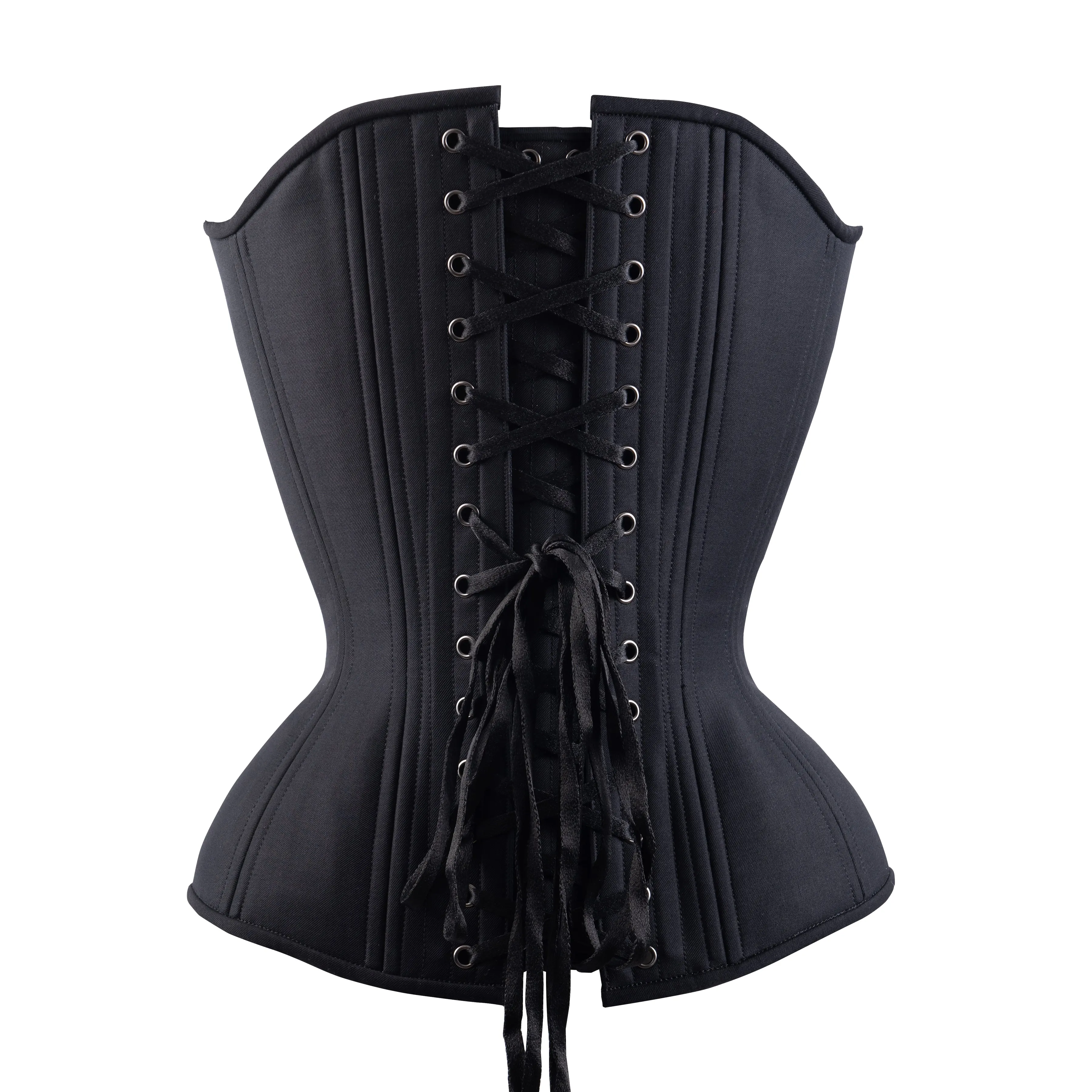 Black Cashmere Overbust Corset, Hourglass Silhouette (Original)**