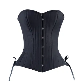 Black Cashmere Overbust Corset, Slim Silhouette, Regular