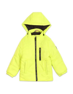 Boys Detachable Hood Solid Padded Jacket