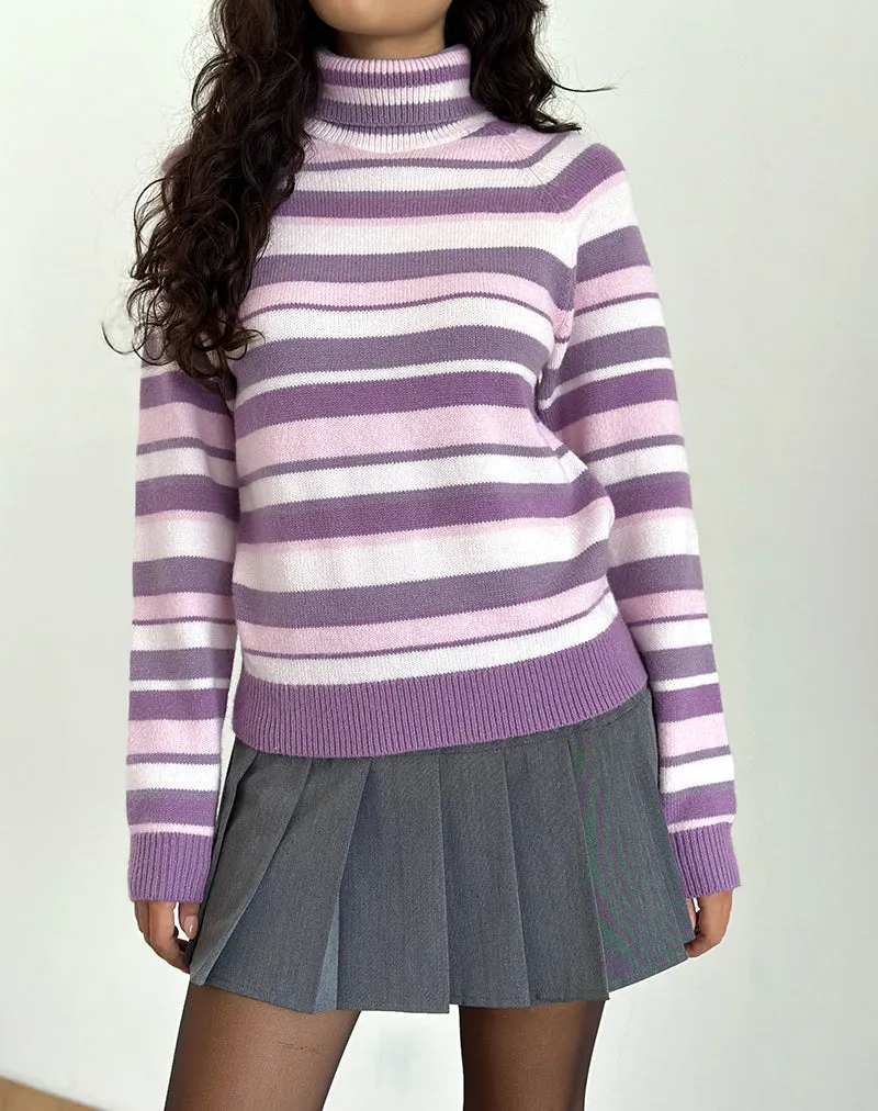 Carmine Jumper in Stripe Soft Pink and Mauve Purple