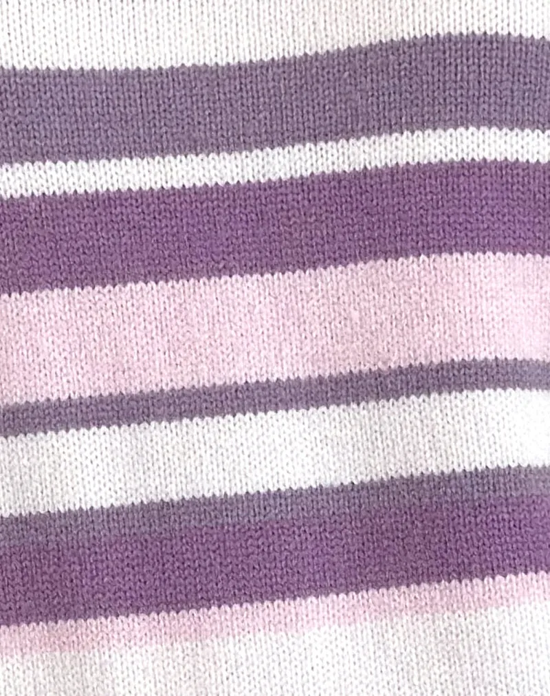 Carmine Jumper in Stripe Soft Pink and Mauve Purple