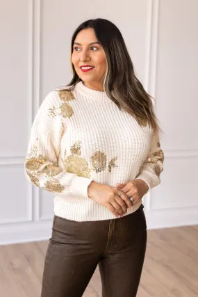 Champagne Garden Sweater in Ivory