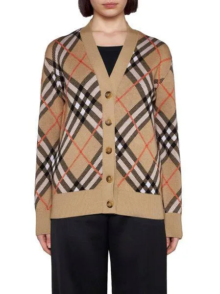 CHECK CASHMERE CARDIGAN