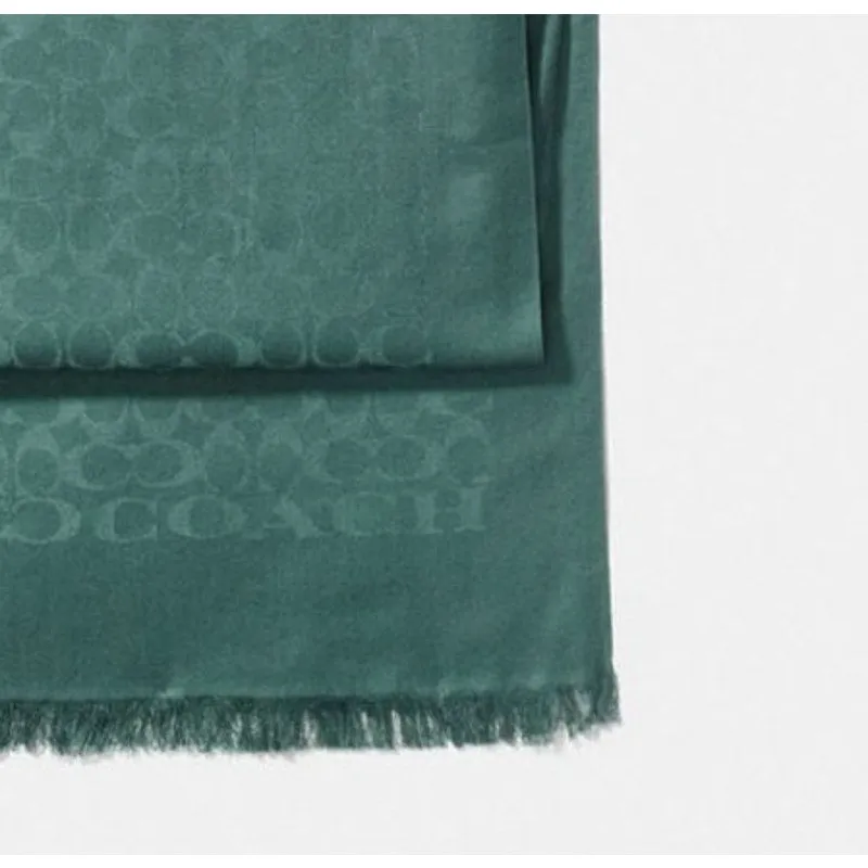 COACH Ladies Dark Turquoise Signature Stole Scarf, NWT