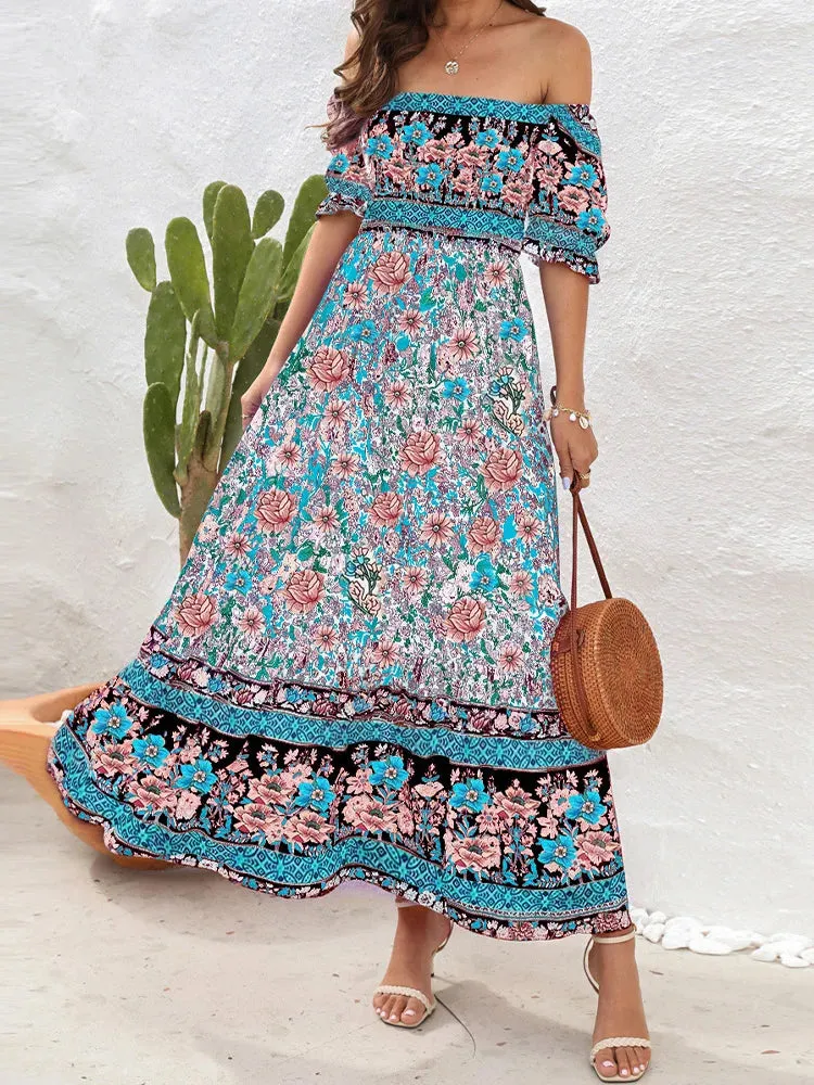 DressBetty - 2024 Summer Beach Bohemian Casual Boho Dress with Short Sleeves