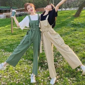 Dungarees With Waist Belt and Pockets