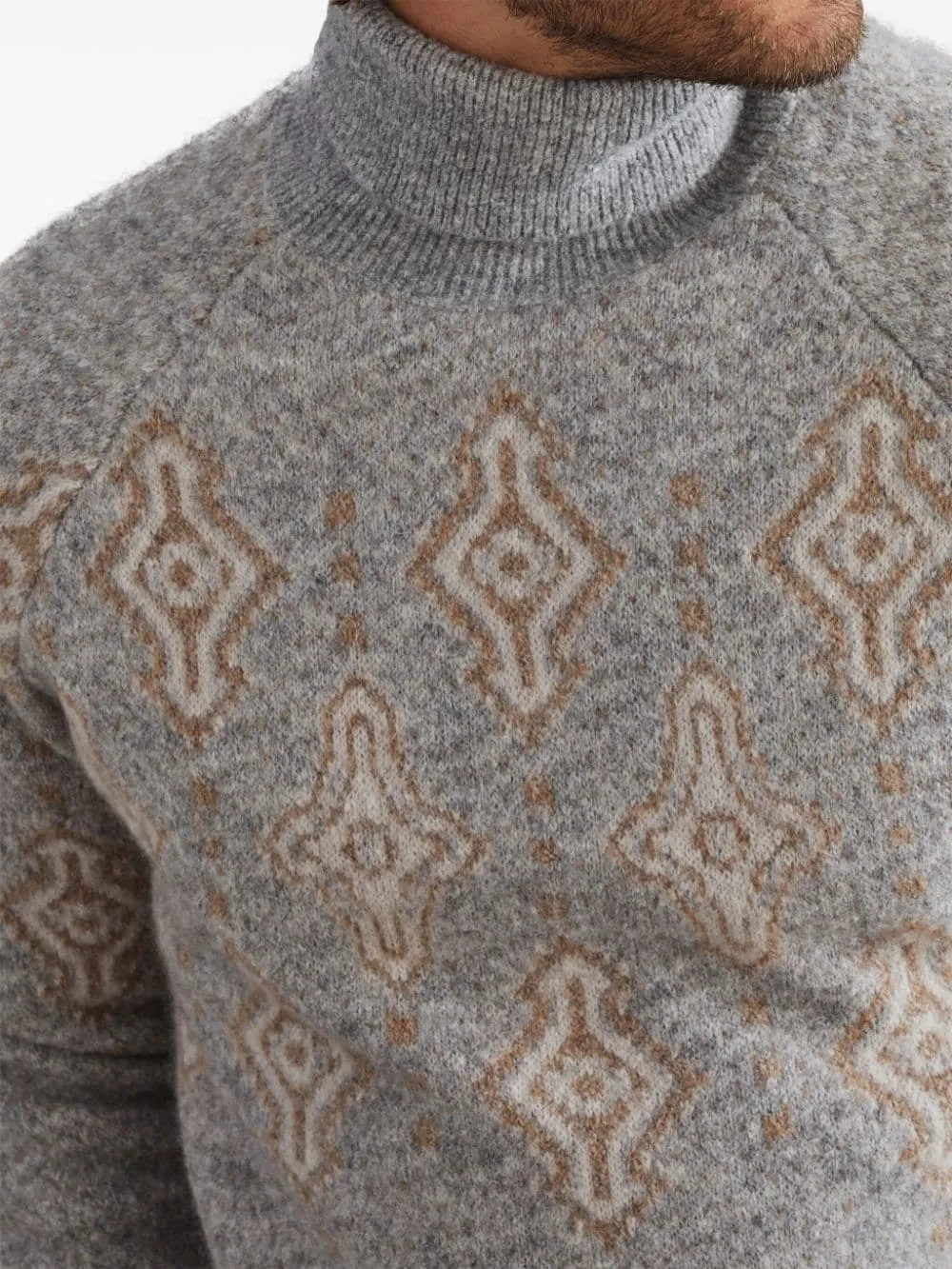 GEOMETRIC JACQUARD TURTLENECK SWEATER