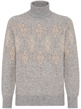 GEOMETRIC JACQUARD TURTLENECK SWEATER