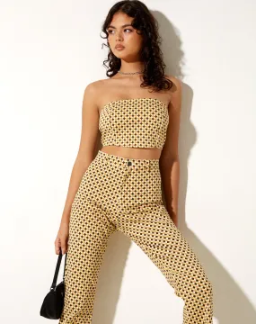 Izara Corset Top in Wavy Checker Yellow