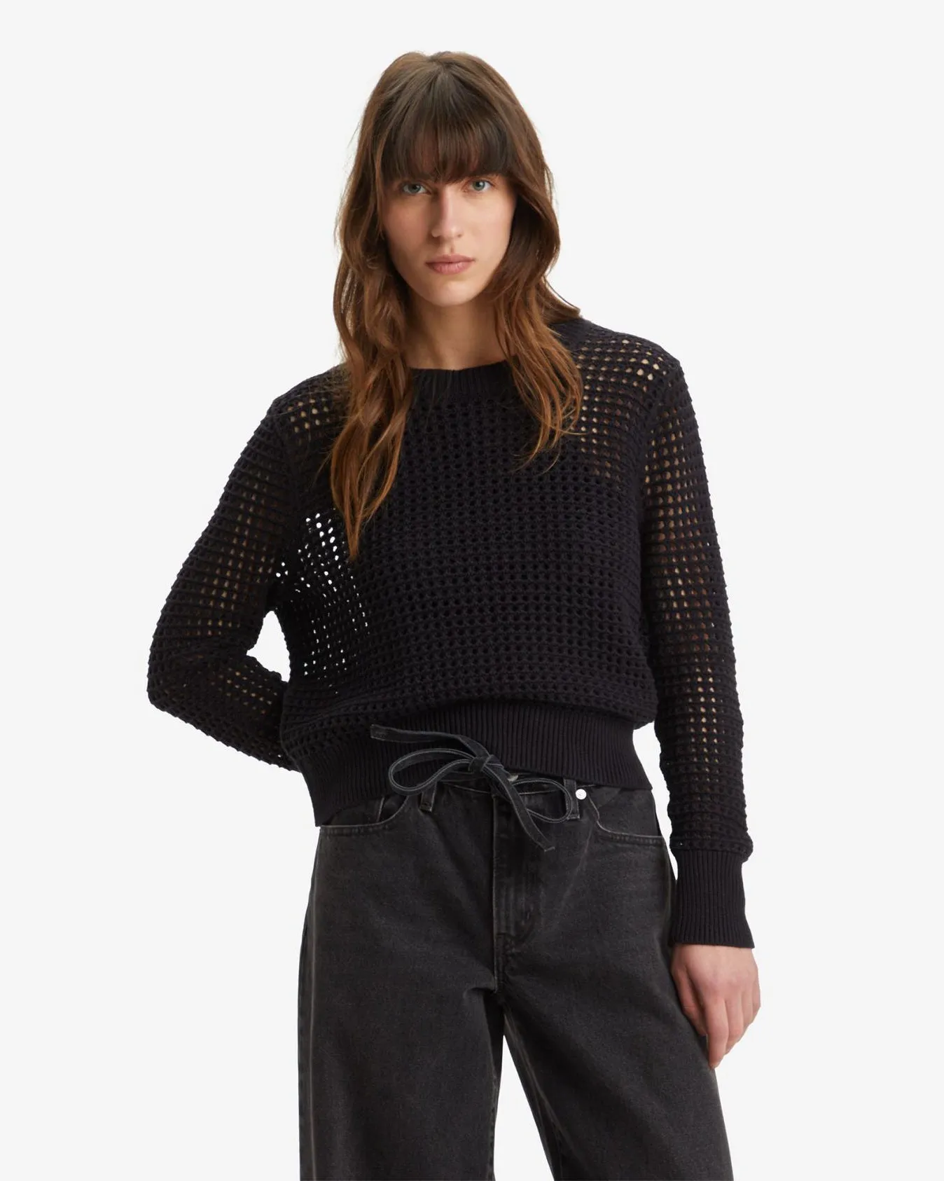 Levi's Womens Superbloom Crochet Sweater - Caviar