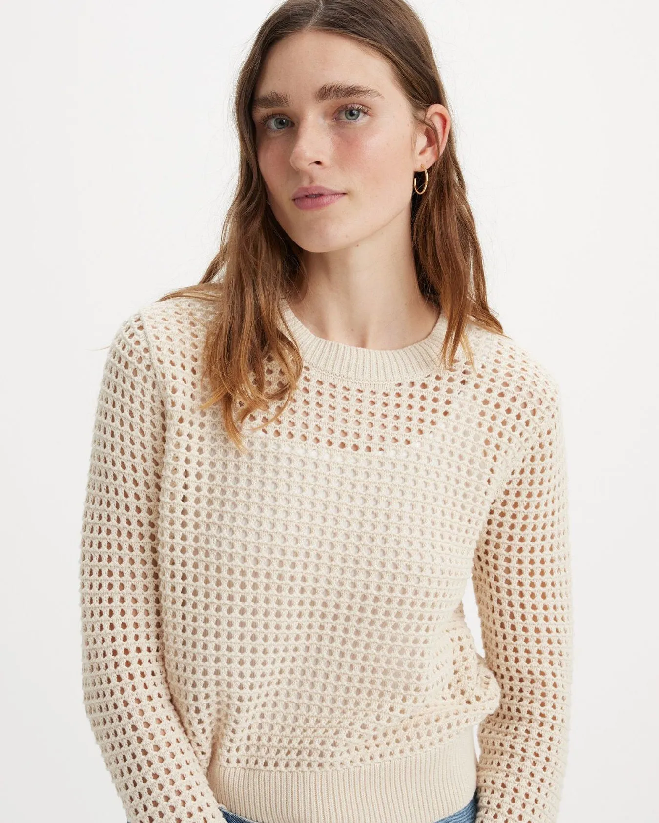 Levi's Womens Superbloom Crochet Sweater - White Swan