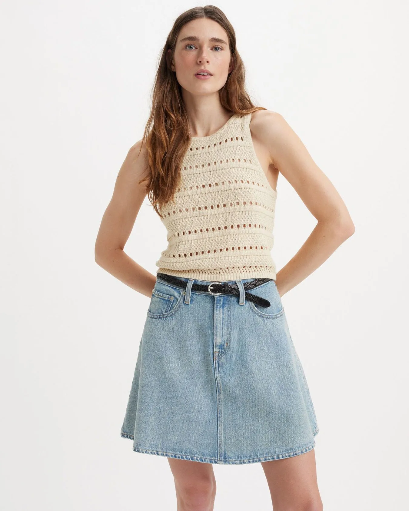 Levi's Womens Superbloom Crochet Tank Top - White Swan