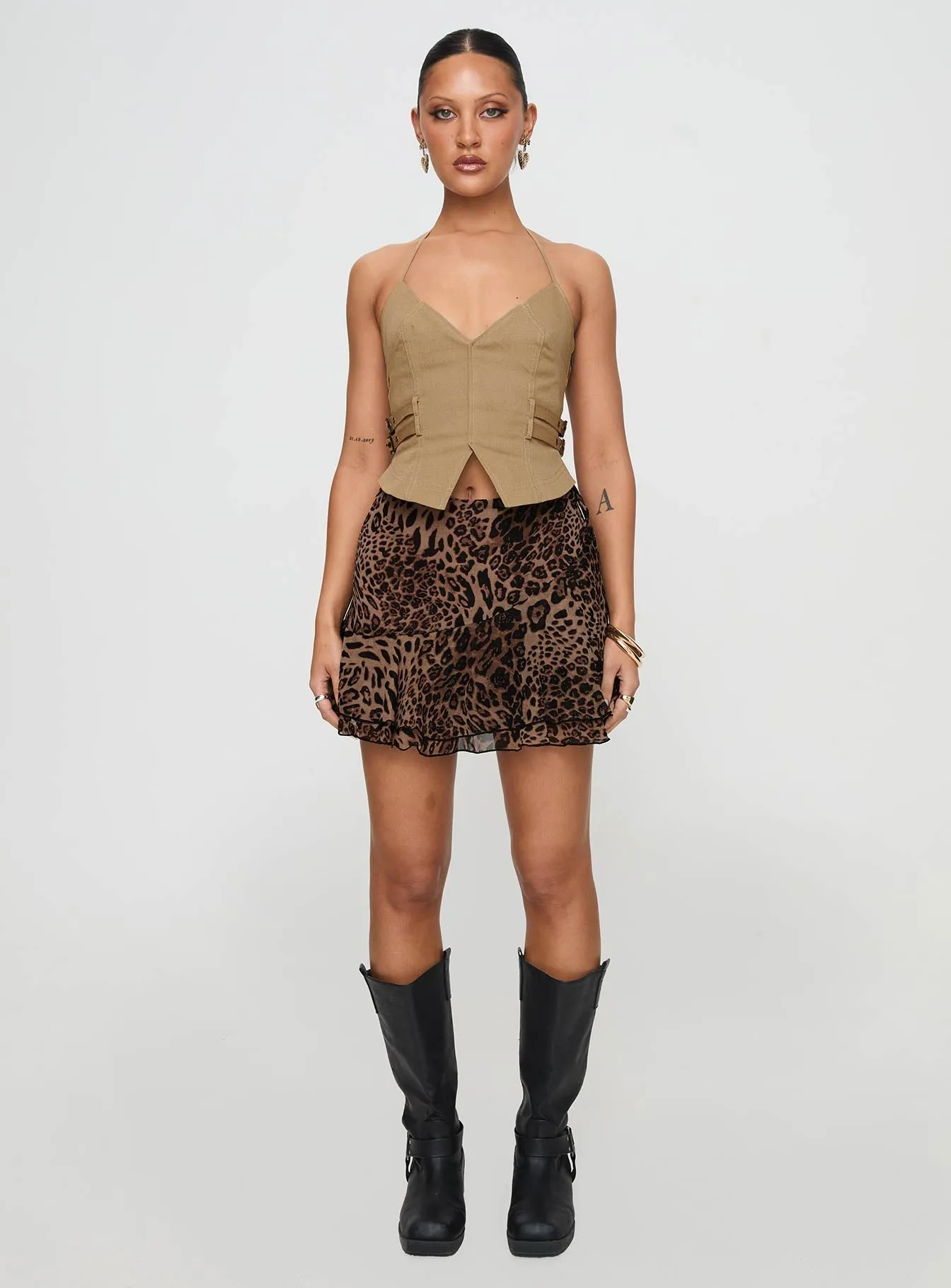 Luned Mini Skirt Leopard