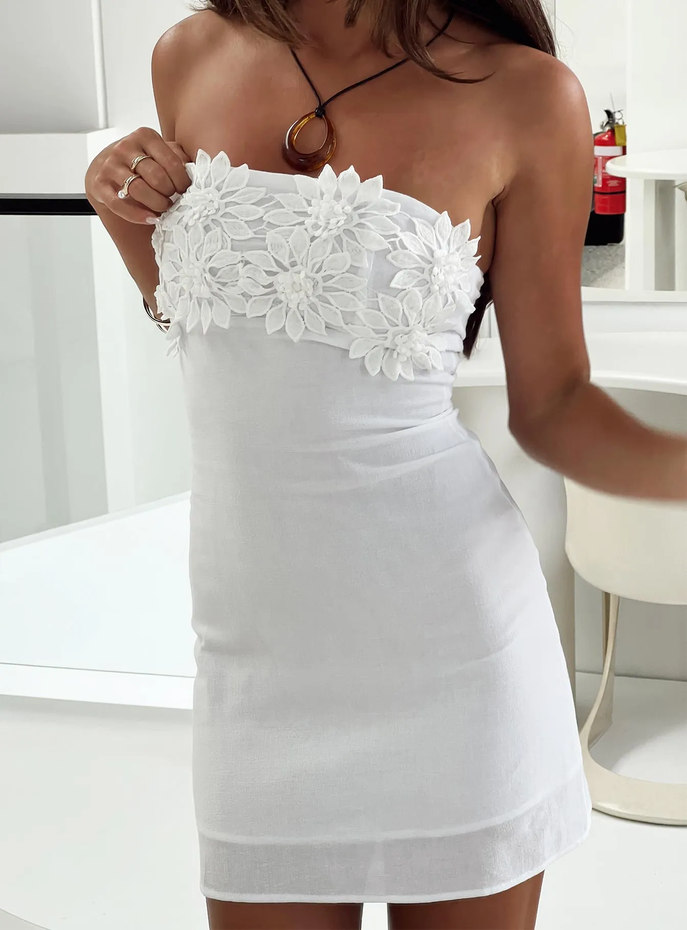 Massiel Strapless Mini Dress White