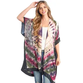 Tie Dye Boho Printed Cover Up Kimono Poncho