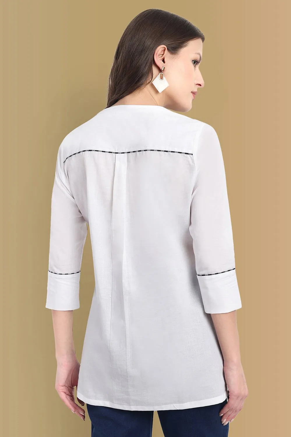 White Tunic Kurta with Check Detailing